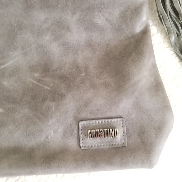 Agustino Gray Leather Clutch NEW! - Picture 2 of 6